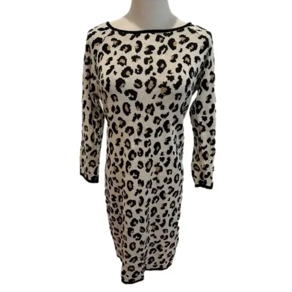 Y2K SPENCER & GRAHAM LEOPARD ANIMAL PRINT CASHMERE BLND VELVET DRESS TUNIC SZ M - Picture 3 of 8